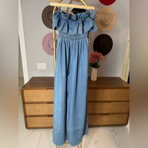 Misa Los Angeles Blue Wide Leg Jumpsuit